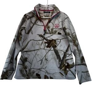 Realtree Women's Woodlands‎ Camo Fleece Half Zip Jacket Size L Outdoors Woods